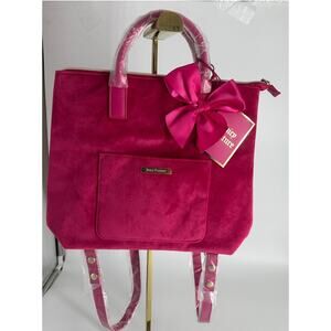 Juicy Couture HOT Pink Plush Tote or Backpack with Bow,  Brand New with Tag